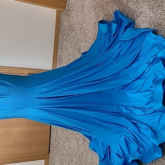 Sherri Hill 54156 Peacock rhinestone prom pageant plunge fit and flare dress - Picture 8 of 11